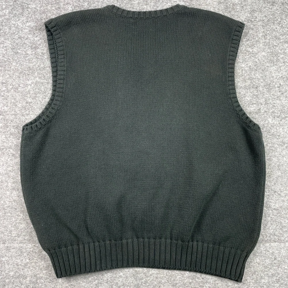 VTG Polo Ralph Lauren Sweater Vest Mens XL Green V-Neck Cotton Pony Knit 90s